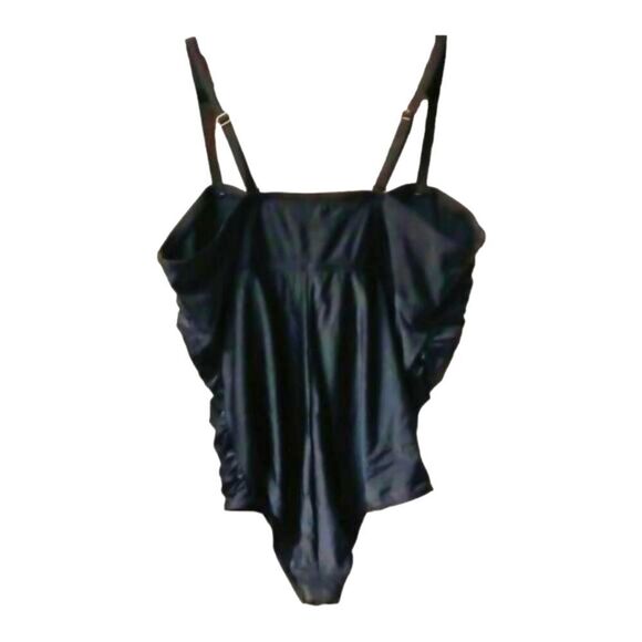 TORRID Plus Size Black Slim Fix Wireless Lattice Front One Piece Swimsuit 4X - Picture 8 of 13